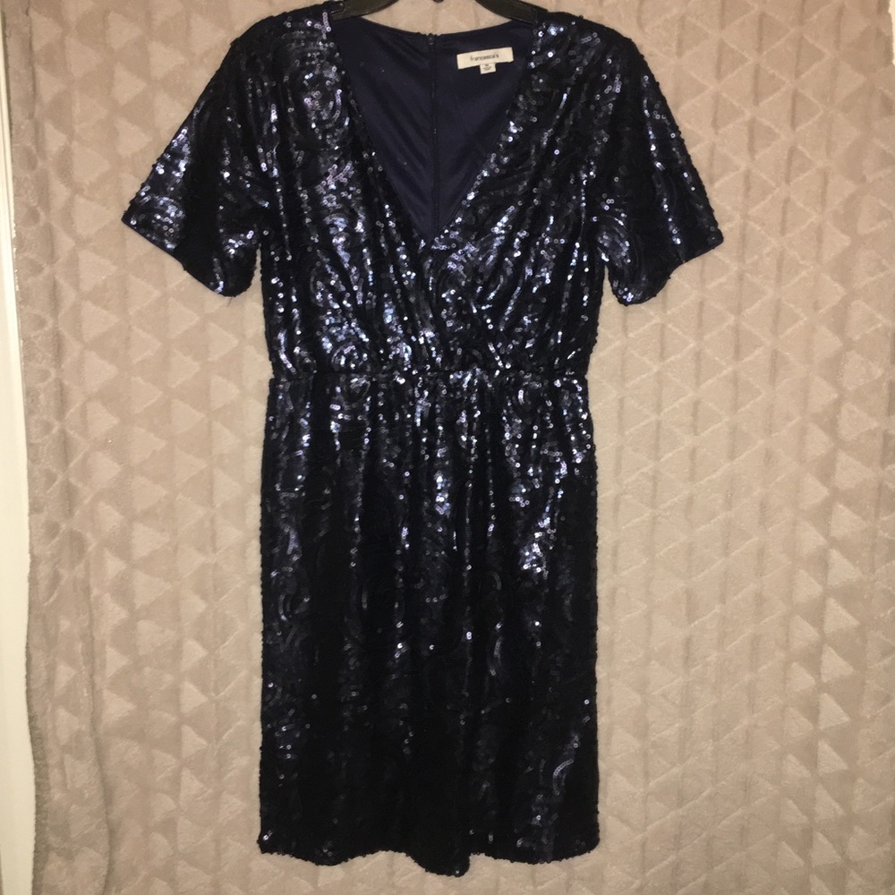 Like new, blue sequined cocktail dress